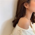 Miniatyrbilde 3 av 4: Perleøredobber for kvinner 14k gull perle dråpe dinglende øredobber hvite justerbare nette boho perle dusk øredobber statement bryllup brude øredobber som G