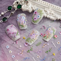 Miniatyrbild 4 av 4: 12cm Blomsternageldekaler för Nagelkonst - Blommor Nagelkonstdekaler Sommar Blommig Blad Växt 5D Präglade Nageldekaler Självhäftande Nageltillbehör Manikyr