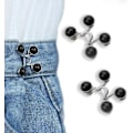 Pikkukuva 1 / 5: Farkkunappineulat, Säädettävä farkkunappi, Irrotettava farkkunappineula, Ei ompelua tarvita, Täydellinen istuvuus Instant Jean Button (Musta Helmi)