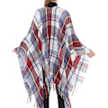 Miniatyrbillede 4 af 4: Dame Varm Sjal Wrap Åben Front Poncho Cape Farve Blok Sjal