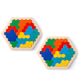 Miniatyrbild 1 av 5: Trähexagonpussel - Hjärngymnastikleksak Geometri Logik IQ-spel Pedagogisk gåva Perfekt för 2 Pack