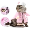 Miniatyrbild 2 av 5: Hund katt sjuksköterska kostym husdjur sjuksköterska kläder Halloween jeans outfit kläder katt och hund kläder stativ och