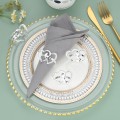 Miniatyrbild 5 av 5: (Silverhjärta) Set med 6 dubbla hjärtformade servettringar med strass - Perfekt för bröllop,