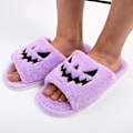Miniatyrbillede 2 af 5: Spooky Slides Halloween-Tøfler Jack O Lantern Græskar Blød Plys Hyggelig Åben Tå Indendørs Udendørs Fuzzy Tøfler Gave Til