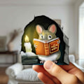 Miniatyrbillede 4 af 5: 1 stk. Mus der Læser Bog, Vægsticker Dekal, Børneværelse, Klasseværelse, Hjem, Soveværelse, Bogreol, Bogelsker, af Mus