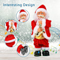 Miniatyrbild 3 av 5: Dansande och sjungande tomtefigur, elektrisk juldekoration med tomte som spelar saxofon