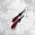 Miniatyrbilde 2 av 4: Gotiske Mørke Flaggermus Dangle Ørepynt Rød Svart Krystall Steiner Flaggermus Ørepynt Punk Rock Stil Flaggermus Dyr Ørepynt Halloween Kostyme