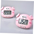 Miniatyrbild 5 av 5: Rosa 2 st Tecknad Timer Klockor Sängbordsväckarklockor Matlagnings Timer Köks Timer Bakning Alarm Digital Timer Söt Kökstid med Plast LED