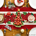 Miniatyrbild 4 av 4: Vattenfärgsjulstjärna Röd Julbordsskydd, Säsongsbetonad Vinter Jul Semester Kök Matbord Dekoration för inomhus
