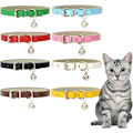 Miniatyrbild 1 av 4: Halsband för katter i läder med bjällror och justerbara, hållbara metallspännen, handgjorda, 8-pack