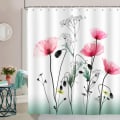 Miniatyrbild 1 av 5: Duschdraperi Vallmo Röd Blomma 180 x 200 cm Badgardin Polye