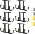 (Svart) 6-pack Gardinstångsfästen i aluminiumlegering för 23-26 mm gardinstång