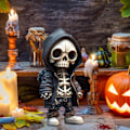 Miniatyrbillede 4 af 5: Seje skeletfigurer, nye harpikshåndværk søde statue skelet mindesmærke, samleobjekt skull doll A