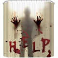 Miniatyrbild 1 av 5: 1 st 72 tum x 72 tum Halloween duschdraperi foder fönstergardiner, Hjälp mig med blodiga händer för Halloween Dekoration
