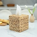 Miniatyrbillede 2 af 5: Firkantet Vævsæskebetræk - 14,5*14,5*14,5 cm - Dekorativ Vævet Vævsæskeholder med Hængslet Låg - Vævsæske til Hjemmet
