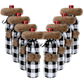 Miniatyrbillede 1 af 5: 8 stk. julevinflaskeovertræk Buffalo Plaid vingaveposer juleimiterede pels sweater vin B