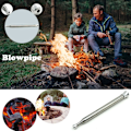 Miniatyrbilde 4 av 5: Sett med 2 - Teleskopiske Bellows i Rustfritt Stål - Foldbar Blåserør Ergonomisk Spiss Munnbellows Brannlighter Overlevelse