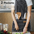 Pikkukuva 4 / 4: 2 Pakkaa Keittiön Ruuanlaittoesiliinaa, Säädettävä Hihna Pehmeä Kokin Essiliina 2 Taskulla, Unisex (Musta/Harmaa Raita)