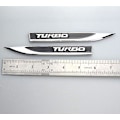 Miniatyrbilde 3 av 3: 2 stk TURBO Bildekaler, 3D Metall Bildekalstikker for Side Skjerm Bakluke Emblem Badge Erstatning for Universal Bil