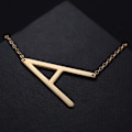 Miniatyrbild 5 av 5: Sidoinitial Halsband 18K Guldpläterat Rostfritt Stål Stort Stort Bokstavshänge Halsband Skriftnamn Monogram Halsband