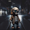 Miniatyrbillede 2 af 4: Seje skeletfigurer, nye harpikshåndværk søde statue skelet mindesmærke, samleobjekt skull doll D