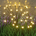 Miniatyrbillede 1 af 5: Varme hvide udendørs solcellelamper, 10 LED solcelle-ildflue-lys til have, altan, vandtæt
