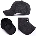 Miniatyrbillede 5 af 5: Sort Baseball Cap Mænds Vinter Varmt Uld Fleece med Øreklapper P