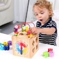 Pikkukuva 4 / 5: Lasten monitoiminen polyhedron aarrelaatikko käämityshelmet helmet massiivipuu Montessori varhainen E