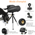 Miniatyrbillede 5 af 5: 12x50 Kraftig Monokulær Teleskop, Voksen Vandreture Spotting Scope Monokulær, HD Vandtæt Bak4 Prisme