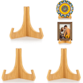 Miniatyrbild 1 av 5: 3 st Plattstativ för Visning, 6 Tums Platthållare för Visning, Bambubildramsstativ för Bord, Bordsskivor
