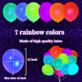 Miniatyrbillede 2 af 5: 100 stk UV Neon Balloner, Neon Glow Party Balloner UV Sort Lys Balloner Gløder i mørket til Fødselsdag Dekorationer Bryllup