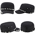 Miniatyrbillede 4 af 4: Unisex Skull/Skeleton Studded Punk-Army-Cap Cool Flat Cap
