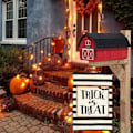 Pikkukuva 4 / 5: Temppu vai herkku -puutarhalippu 12 x 18 tuumaa, kaksisivuinen ulkokäyttöön, Halloween-lomapihalippu