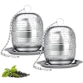 Miniatyrbillede 1 af 5: 2 stk. teinfuser, teinfuser med fine huller med kæde og låg, te-filterkugle i rustfrit stål til te,