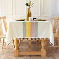 Miniatyrbillede 2 af 4: (140x180cm) Dugdugdug Borddug Rektangulær Dug Bomuldslinned Afvises med Kvastkant Lemon Yellow