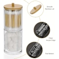 Miniatyrbillede 3 af 5: 1 stk. 2 i 1 vatrondeldispenser, vatpindeboks, badeværelsesboks, akryl vatpindeopbevaring til toiletartikler, toiletbord, hylde, soveværelse, køkken,