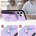 Miniatyrbillede 4 af 4: Kompatibel med iPhone 16 Pro Max Wallet Case med Kortlomme Design 360° Rotation Ring Stativ Snap Knap Stødsikker Pro