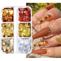 Miniatyrbilde 1 av 5: Maple Leaf Nail Glitter Sekvenser 3D Holografiske Høstblader Nail Art Flakes 6 Farger Laser Høstblad Negle Dekaler Stick
