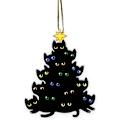 Miniatyrbillede 1 af 4: Sorte Katte Julepynt - Sorte Katteøjne Akryl Flad Pynt - Sød og Spooky Juletræspynt til Katteelskende