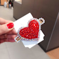 Miniatyrbild 2 av 4: Hjärtformade Hårklämmor Röda Strass Hårnålar Glittrande Kristall Hjärta Pärlor Hårspännen för Kvinnor Flickor Nyår Bröllop