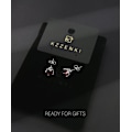 Miniatyrbillede 5 af 5: Retro Mørke Sky Stud Øreringe, Hypoallergeniske Rustfrit Stål Cubic Zirconia Øreringe