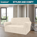 Miniatyrbillede 2 af 5: Beige firkantet moderne sofaovertræk, Jacquard, elastisk, til stue R