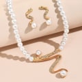 Miniatyrbilde 2 av 4: Imitert perle- og diamantsmykke sett temperament elegant