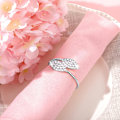 Miniatyrbilde 1 av 5: 24 stk Serviettringer Sett Sølv Metall Blad Serviettholdere Rhinestone Servietspenne for Julerfest Bryllup Feiring
