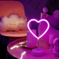 Miniatyrbillede 4 af 5: (kærlighed) Neon skilte til soveværelse med standerbase, batteri eller USB, lysdekoration til jul fødselsdag