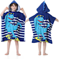 Pikkukuva 1 / 5: Sininen dinosaurus - Lasten hupulliset poncho-pyyhkeet, rannanvaihtotakit Ba
