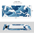 Miniatyrbillede 5 af 5: 1 stk Blå og Hvid Bølge Gaming Mousepad XL, Skridsikker Gummisål Mousepad, Syet Kanter Skrivebordsunderlag, Udvidet Stor