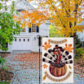 Miniatyrbillede 3 af 5: Glad Thanksgiving Tyrkiet Efterårs Haveflag 12 x 18 Tommer Burlap Vertikal Dobbeltsidet, Maple Leaf Efterår Græskar Have Ud