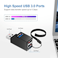 Miniatyrbilde 2 av 5: (Svart) 3-porters USB 3.0-hub (2 USB 2.0 + USB 3.0), bærbar adapter, USB-dokkingstasjon, datakonsentrat