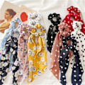 Pikkukuva 2 / 4: Hiussolmio Hiussolmukkeet Nauhalla Sifonki Kukka Hiussolmiot Boho Joustavat Kukka Rusetti Hiussolmiot 2 in 1 Vintage Hiustarvikkeet Naisille Tytöille 1